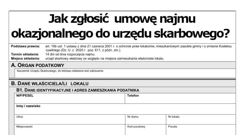 urząd skarbowy zgłoszenie najmu