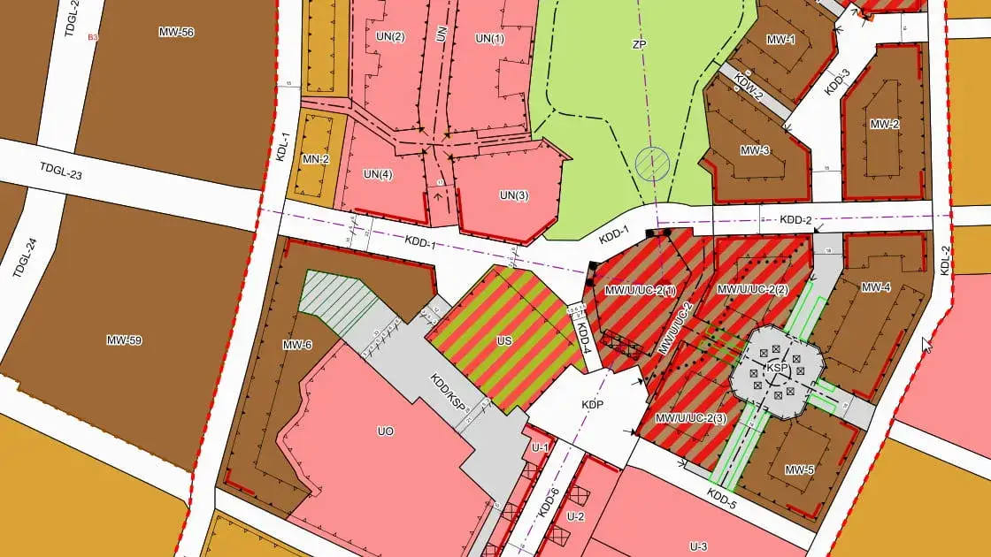 Mapa z miejscowym planem zagospodarowania przestrzennego